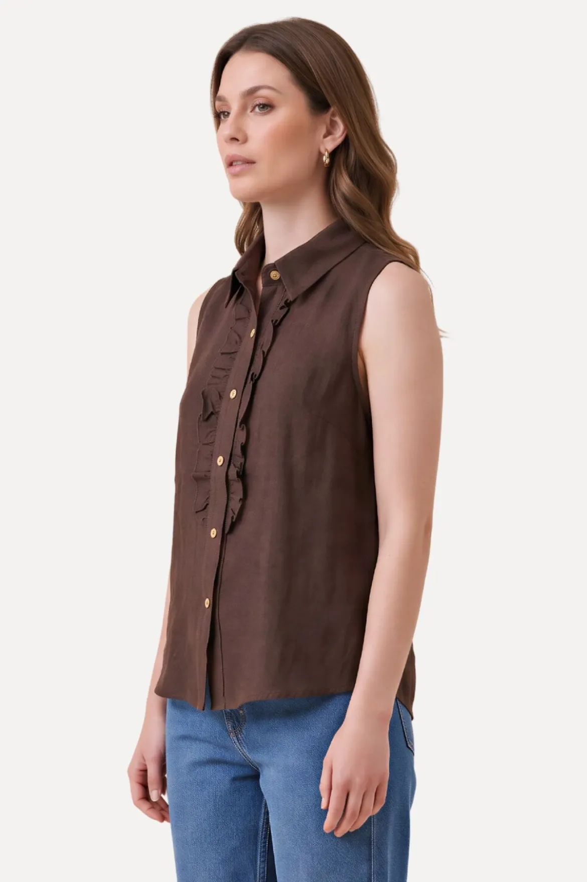 Mio Hør Top - Brun