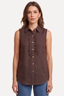 Mio Hør Top - Brun
