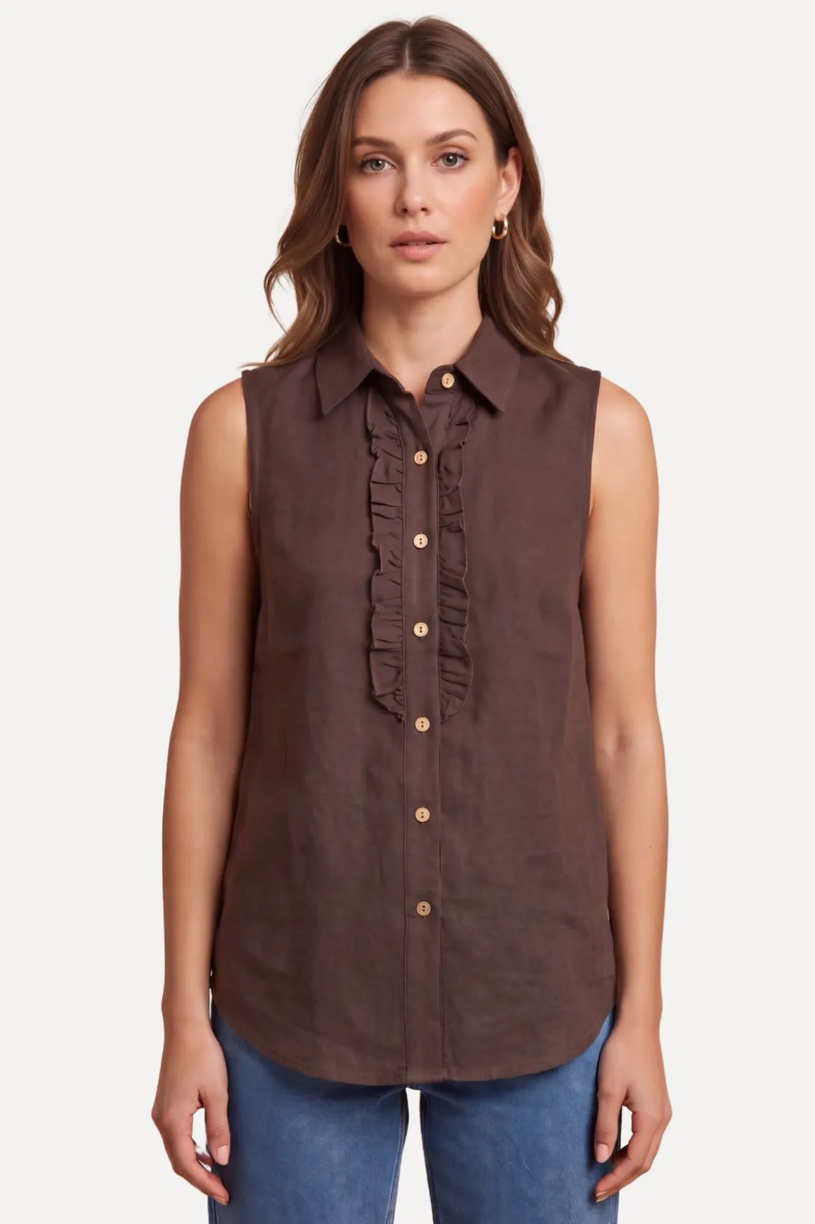 Mio Hør Top - Brun