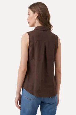 Mio Hør Top - Brun