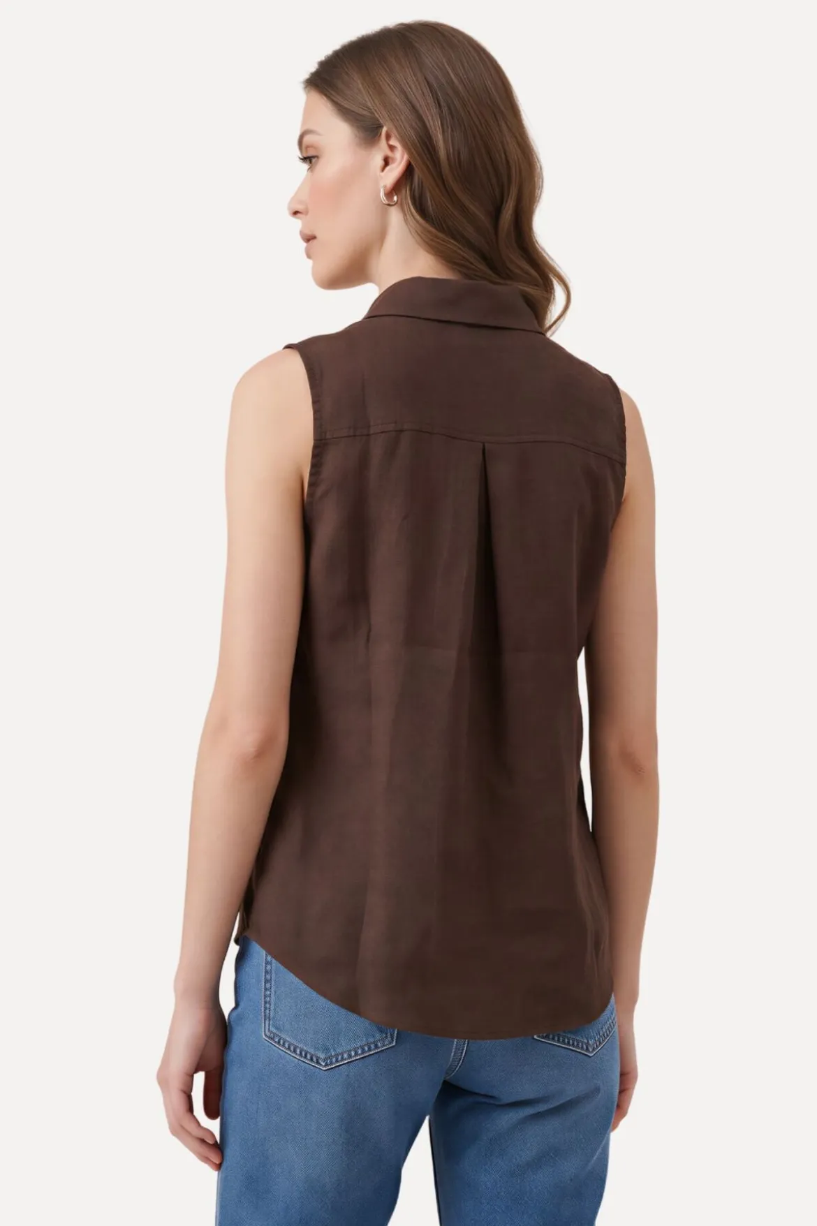 Mio Hør Top - Brun