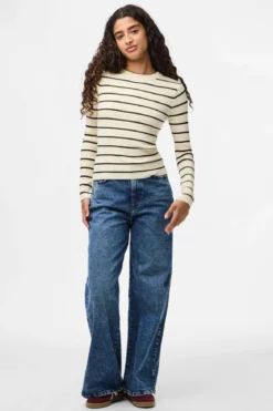 Mira New O-Neck Knit - Råhvid/Sort