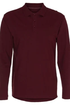 Muscle langærmet Polo Shirt - Bordeaux Rød
