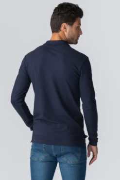 Muscle Langærmet Polo Shirt - Navy