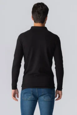 Muscle langærmet Polo Shirt - Sort
