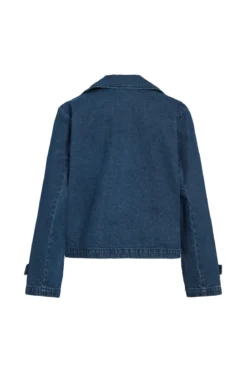 Nata Kort Denim Trenchcoat - Mørkeblå Denim