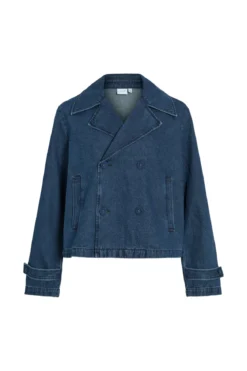 Nata Kort Denim Trenchcoat - Mørkeblå Denim