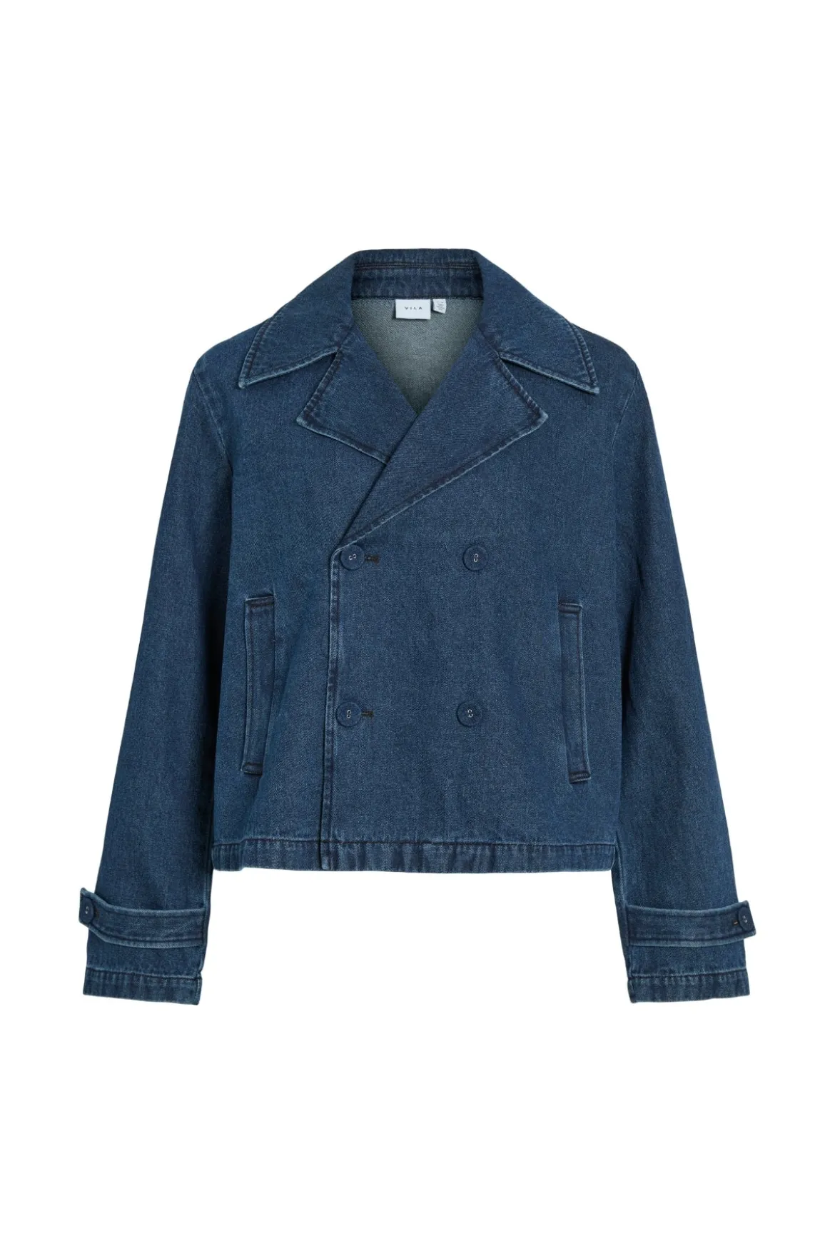 Nata Kort Denim Trenchcoat - Mørkeblå Denim