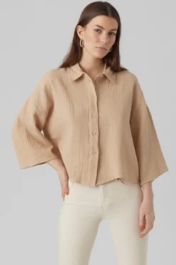 Natali Crop Shirt - Irish Cream