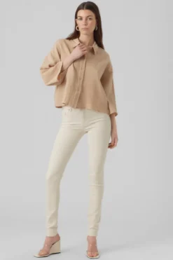 Natali Crop Shirt - Irish Cream