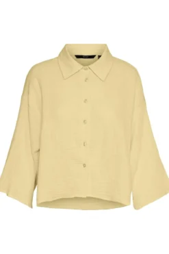Natali 3/4 Crop Shirt - Lemon Meringue