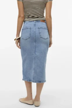 Natalie Midi Nederdel - Light Blue Denim