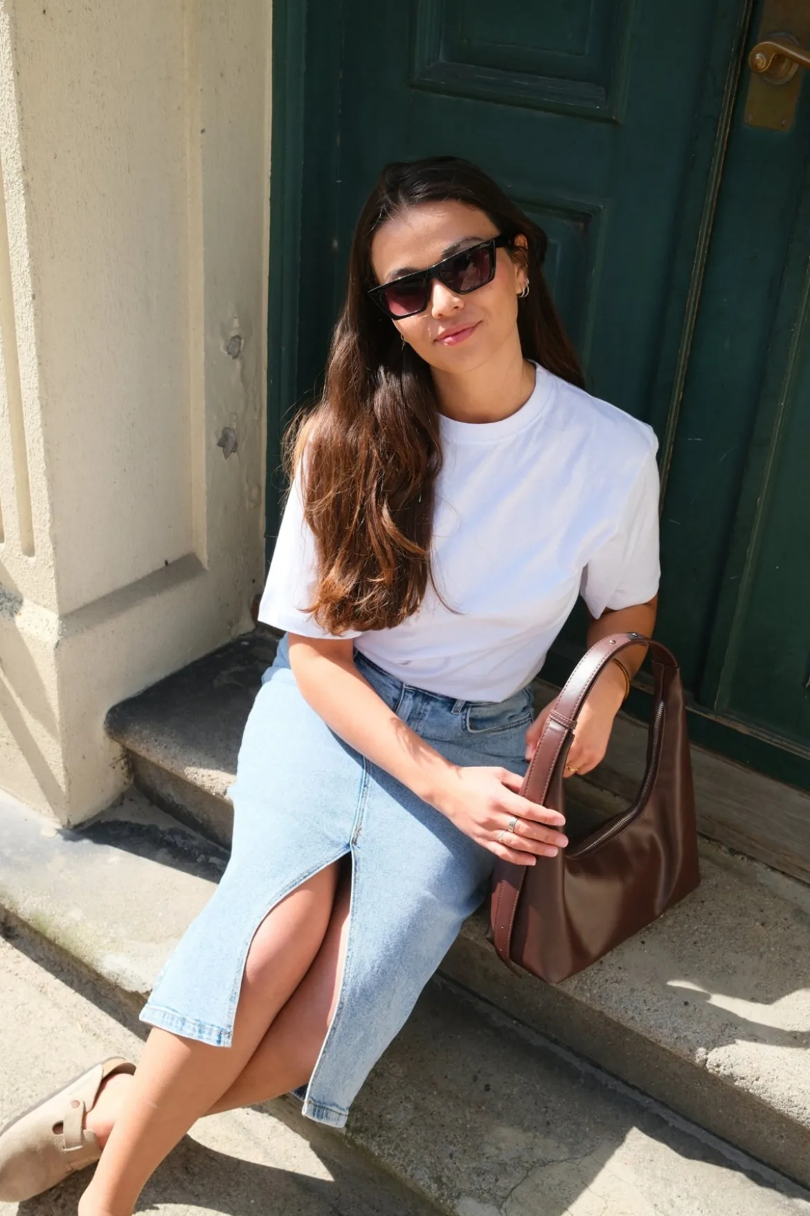 Natalie Midi Nederdel - Light Blue Denim