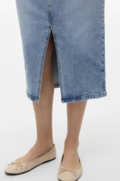 Natalie Midi Nederdel - Light Blue Denim