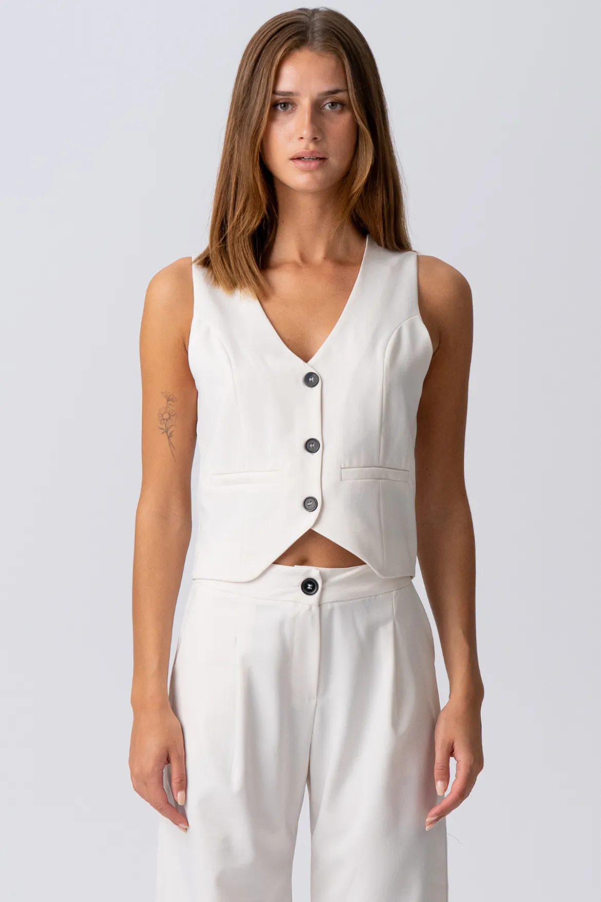 Natalie Vest og Bukser - Lyse Beige