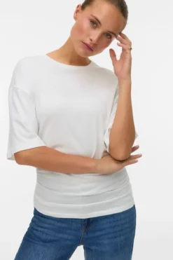 Navaro 2/4 O-Neck Top - Snow White