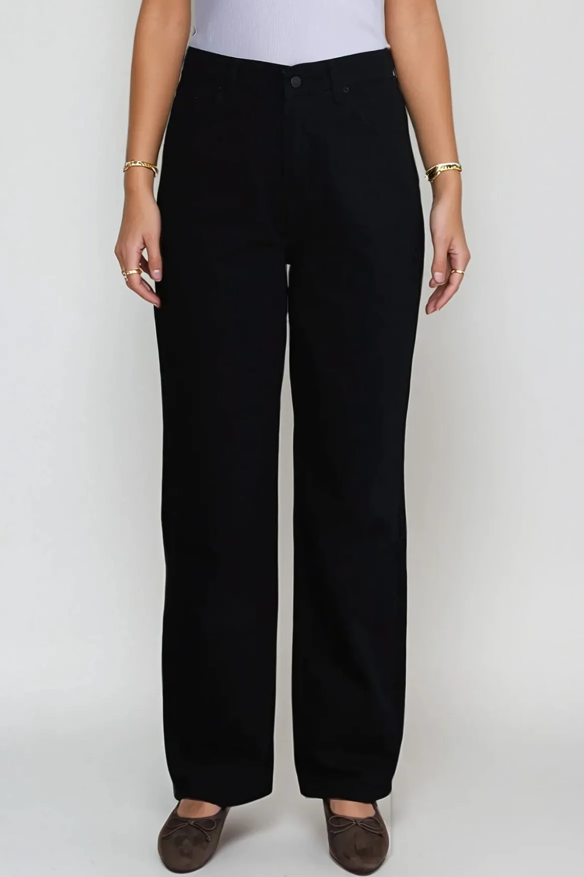 Nora Regular Jeans - Vasket Sort