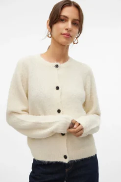 Novah O-Neck Button Cardi - Birch