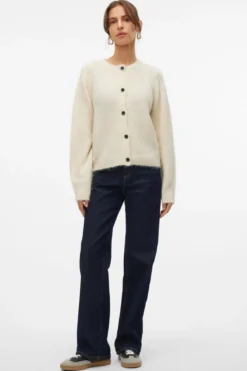 Novah O-Neck Button Cardi - Birch