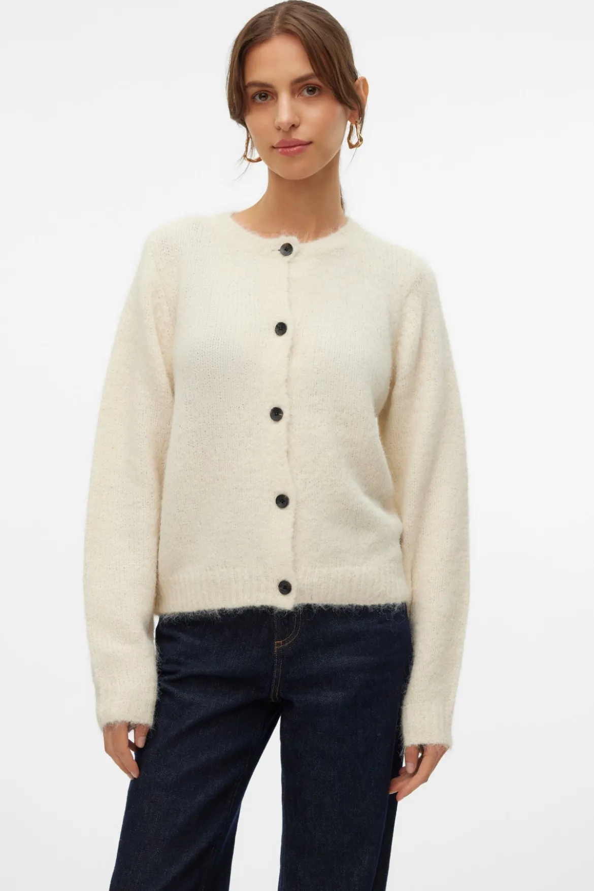 Novah O-Neck Button Cardi - Birch