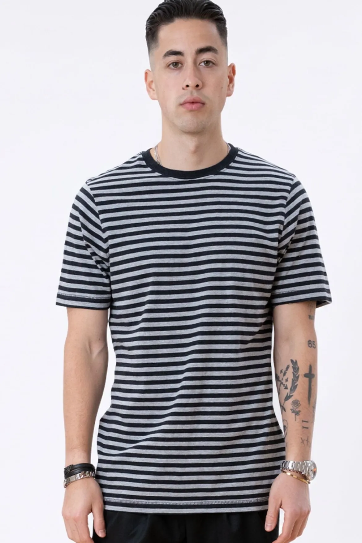 Nørregade Stripe - Meleret Sort-Grå