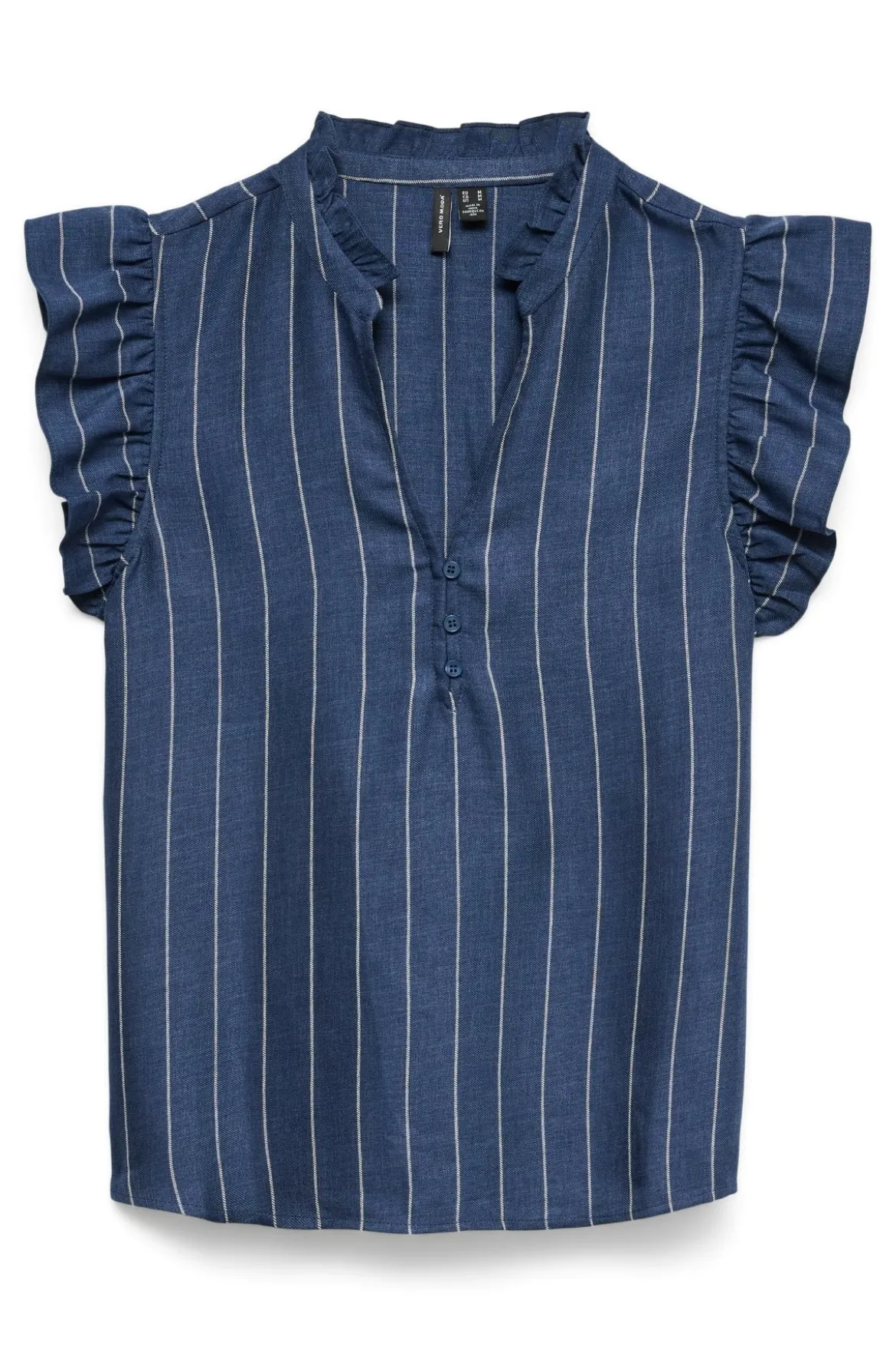 Odette V-hals Top - Dark Denim / White