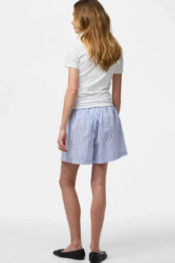 Olly Shorts med høj talje - Lyseblå Stribet
