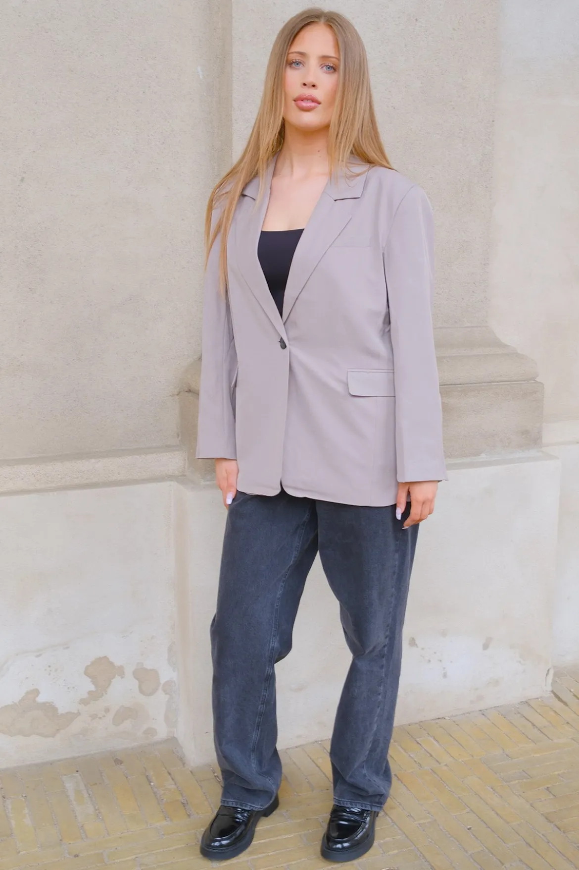 Oversized Blazer - Grå