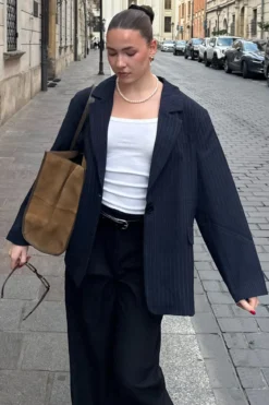 Oversized Blazer - Navy Pinstripe