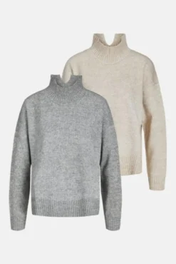 Oversized Strikket Rullekravetrøje (2 stk.)