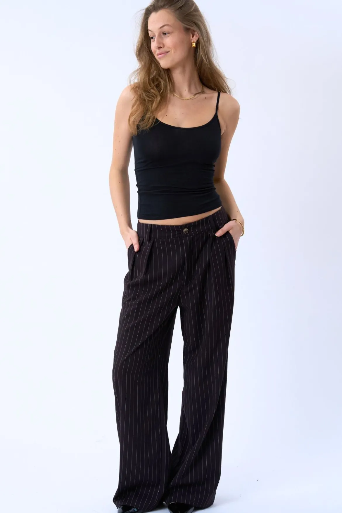Paloma Pinstripe Pants - Mørkebrun