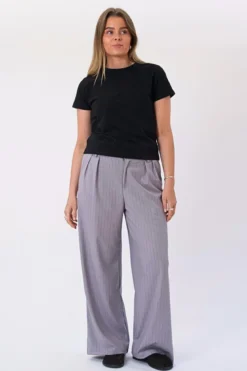 Paloma Pinstripe Pants - Taupe