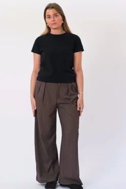 Paloma Pinstripe Pants - Tobacco