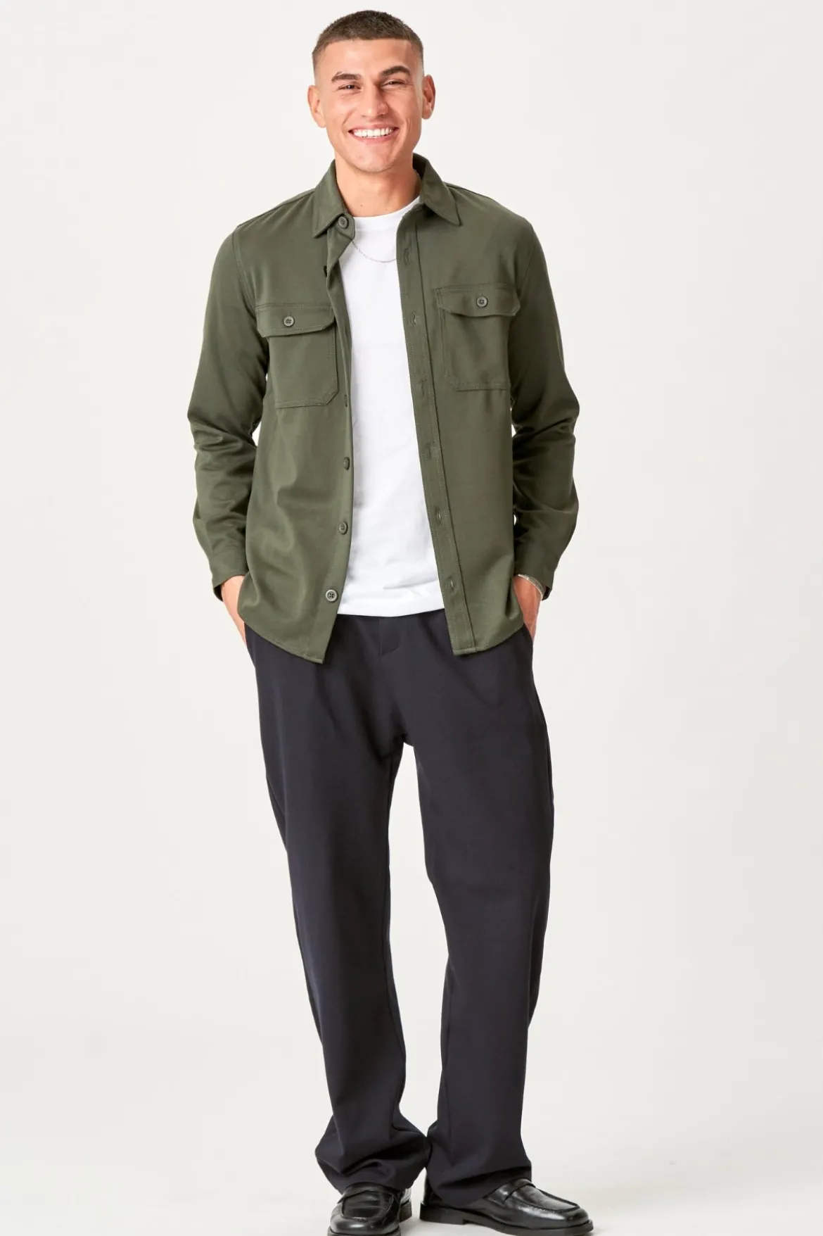 Performance Regular Overshirt - Mørk Oliven