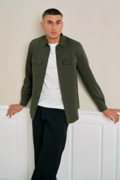 Performance Regular Overshirt - Mørk Oliven