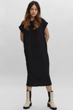 Phoenixy Cap Sleeve Calf Dress - Black