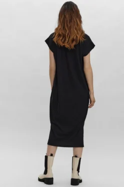 Phoenixy Cap Sleeve Calf Dress - Black