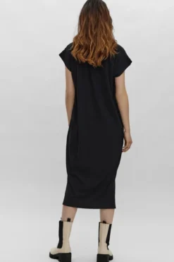 Phoenixy Cap Sleeve Calf Dress - Black
