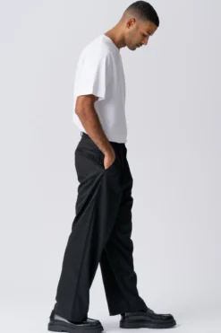 Pleated Wide Suit Pants - Sort