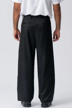 Pleated Wide Suit Pants - Sort