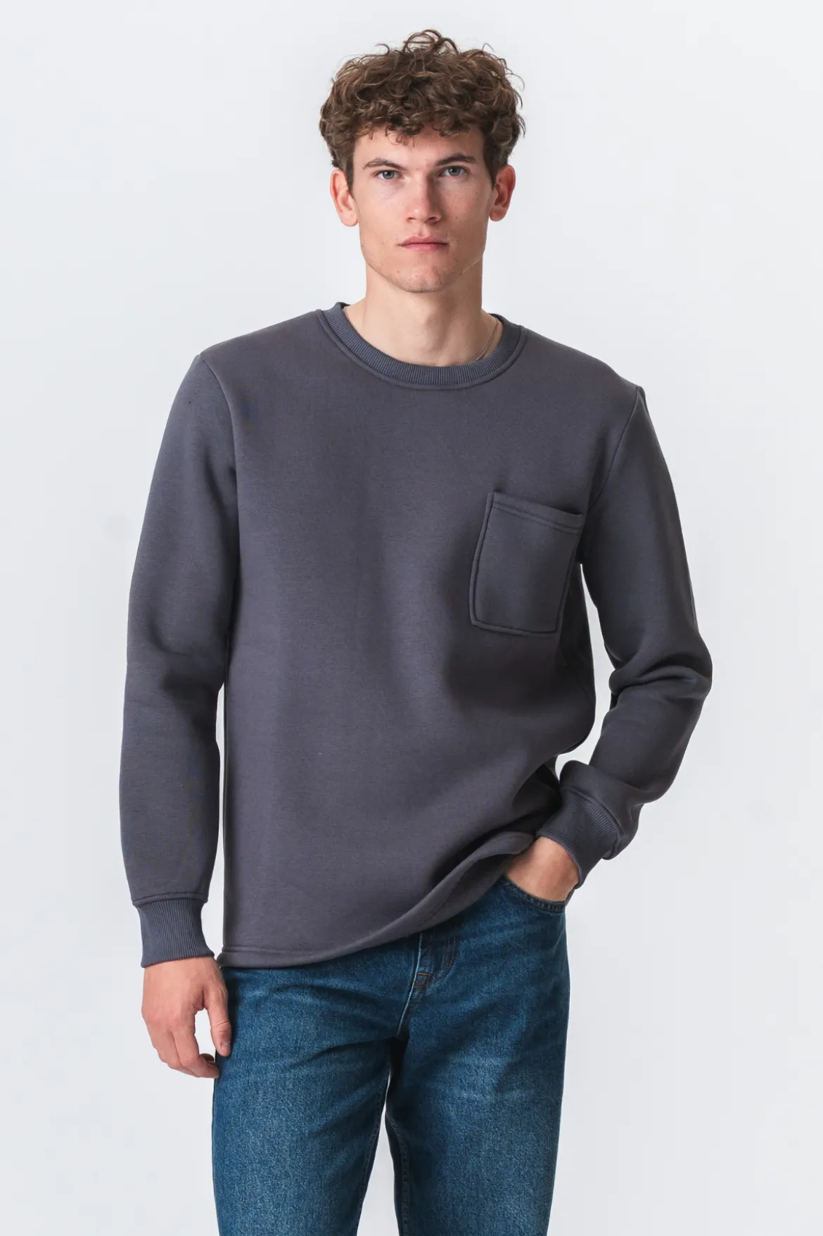 Pocket Sweatshirt Regular Fit - Mørkegrå
