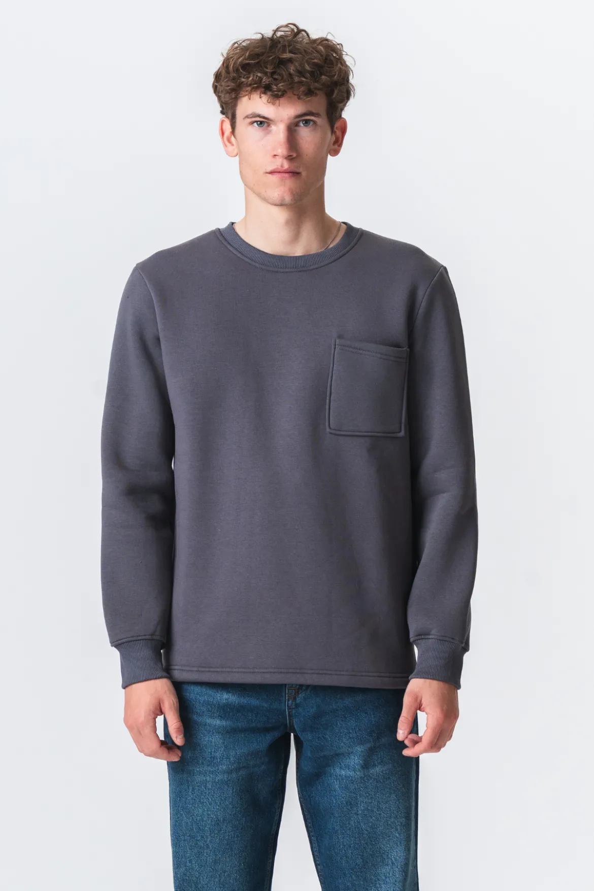 Pocket Sweatshirt Regular Fit - Mørkegrå