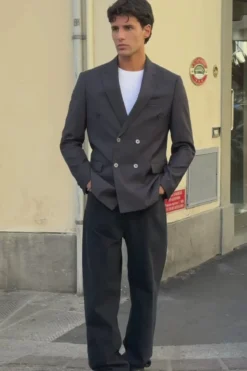 Premium Dobbeltradet Blazer - Gråbrun