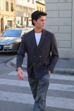 Premium Dobbeltradet Blazer - Gråbrun