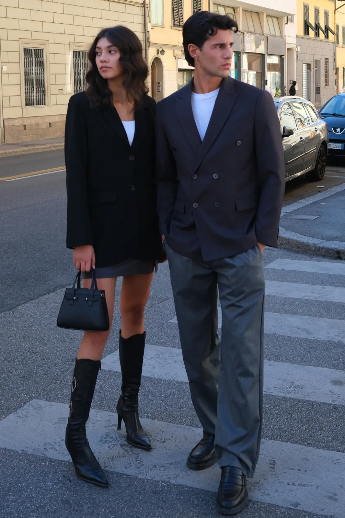 Premium Dobbeltradet Blazer - Gråbrun