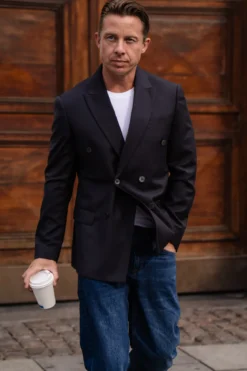 Premium Dobbeltradet Blazer - Sort