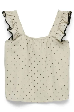 Pretty Dobby Top - Oatmeal Black Dobby