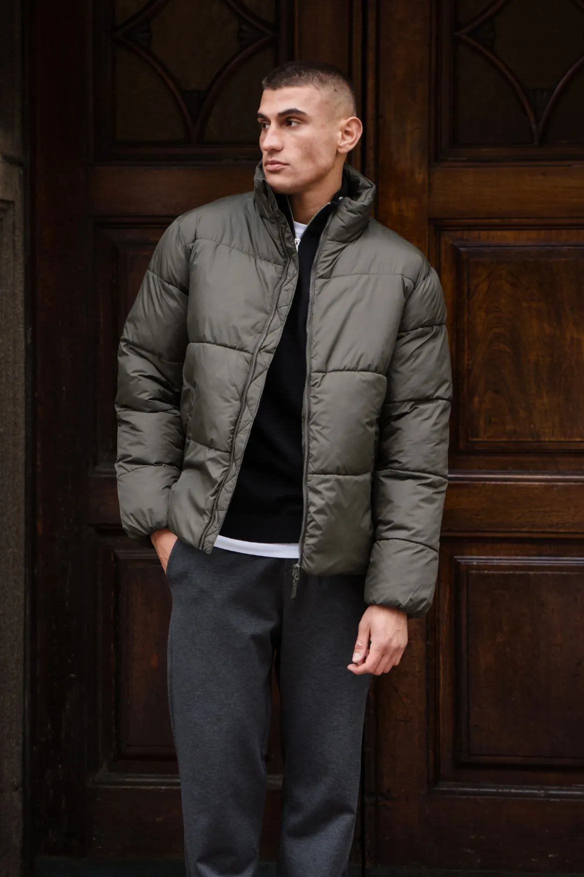 Puffer Jakke - Oliven