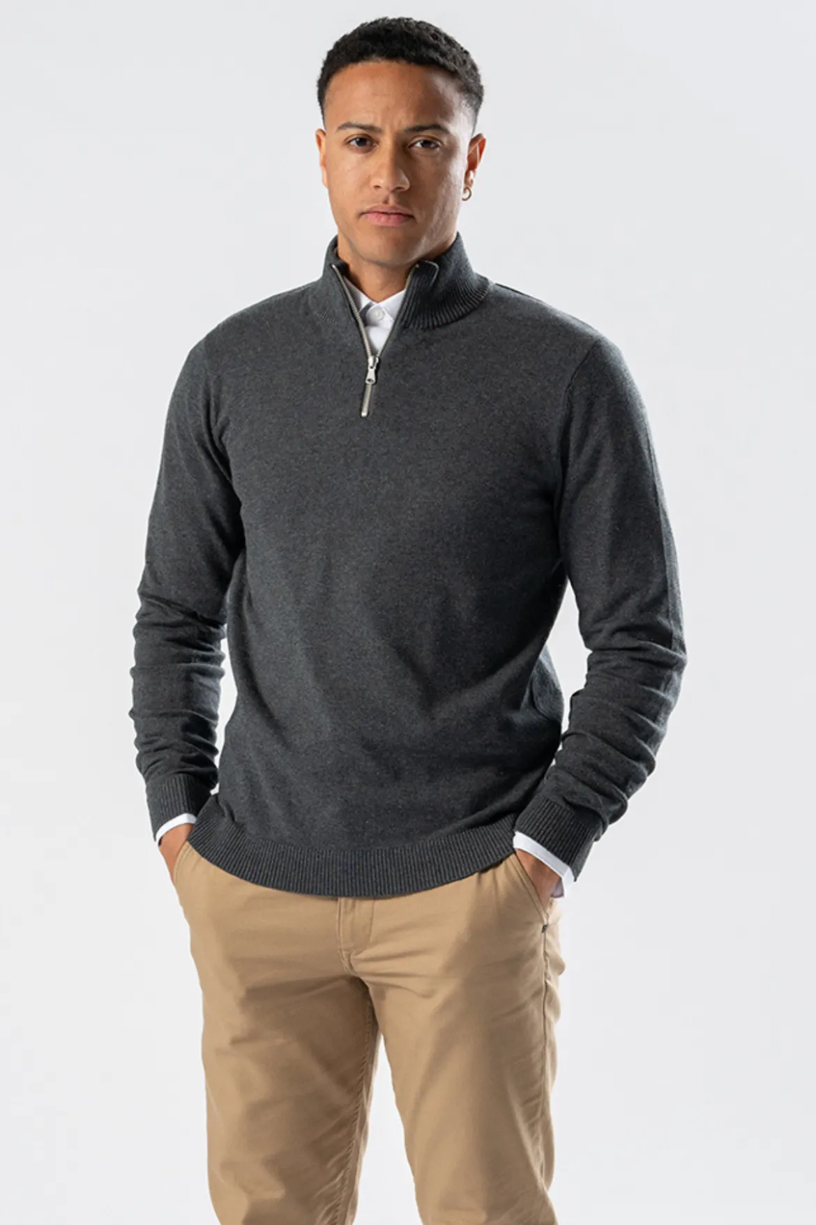 Pullover Half Zip - Charcoal Melange