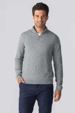 Pullover Half Zip - Grå Melange